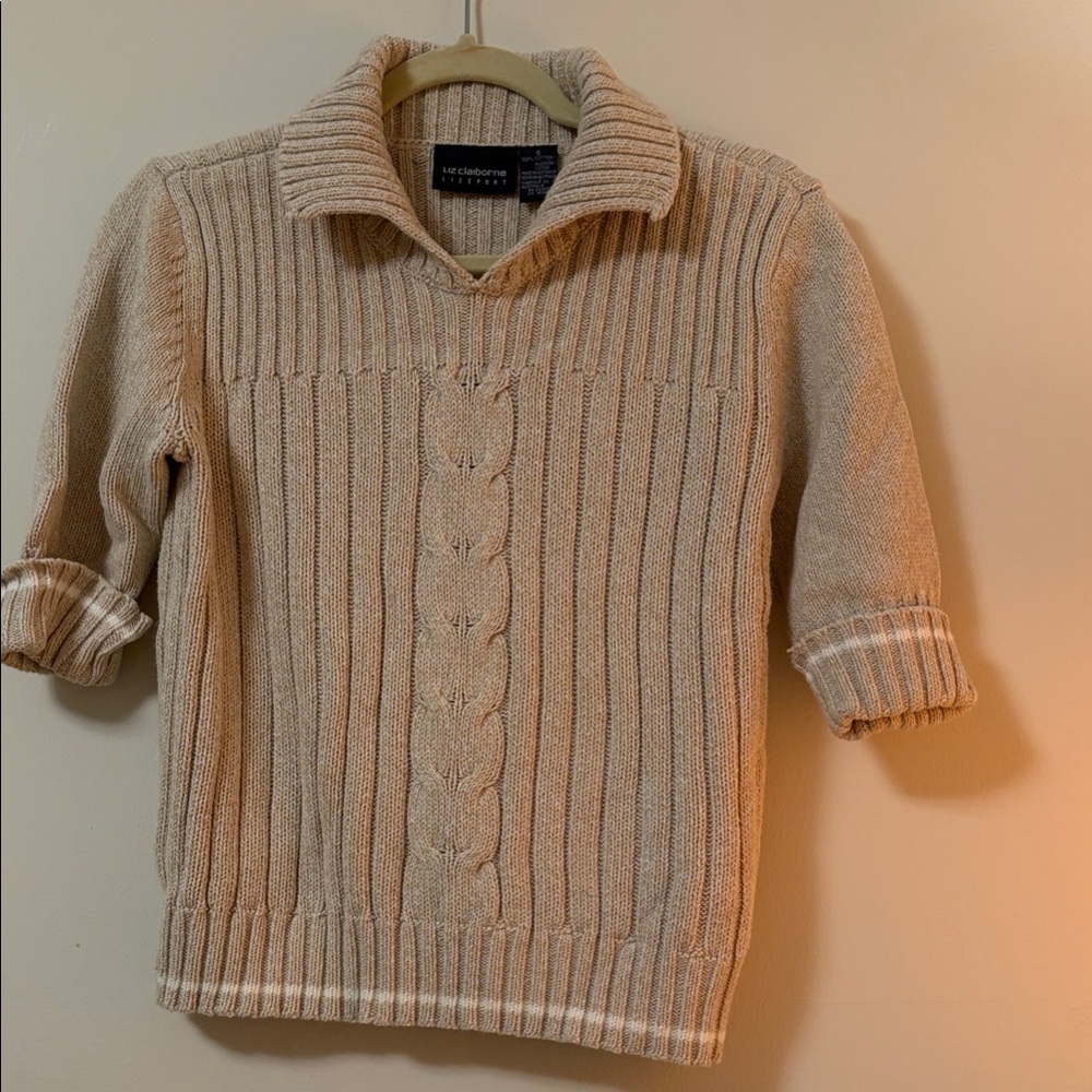 L.L. Bean Women's Beige Cowl Neck Sweater